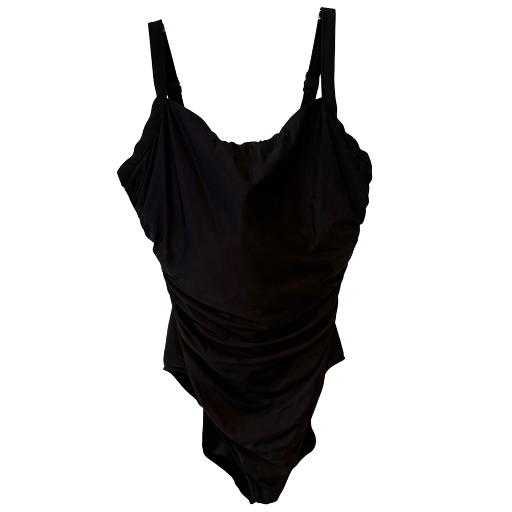 Miraclesuit Women's Black Square Neck One‎ Piece Swimsuit in Size 16DD